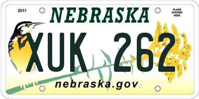 NE license plate XUK262