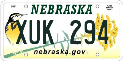 NE license plate XUK294