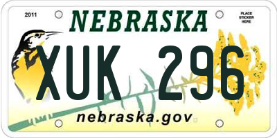 NE license plate XUK296