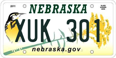 NE license plate XUK301