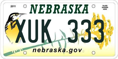 NE license plate XUK333