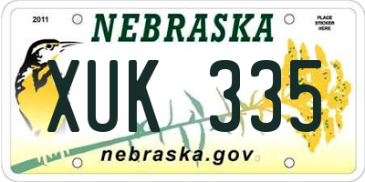NE license plate XUK335