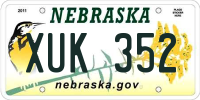 NE license plate XUK352