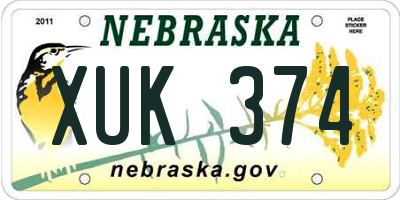 NE license plate XUK374
