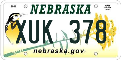 NE license plate XUK378