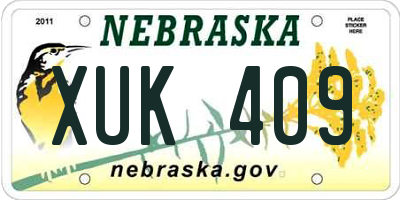 NE license plate XUK409