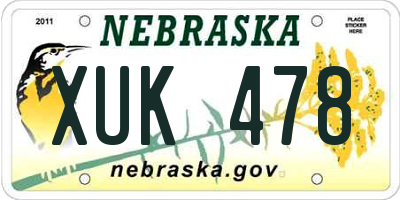 NE license plate XUK478