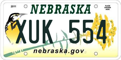 NE license plate XUK554