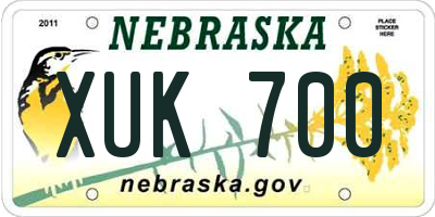NE license plate XUK700