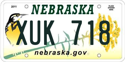 NE license plate XUK718