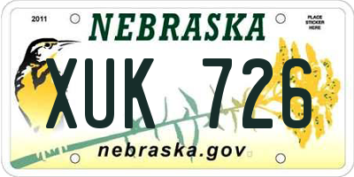 NE license plate XUK726
