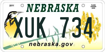 NE license plate XUK734