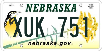NE license plate XUK751