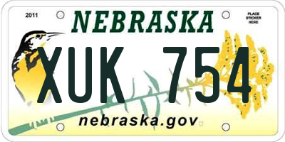 NE license plate XUK754