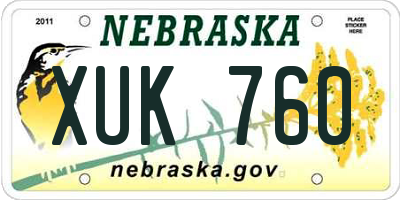 NE license plate XUK760