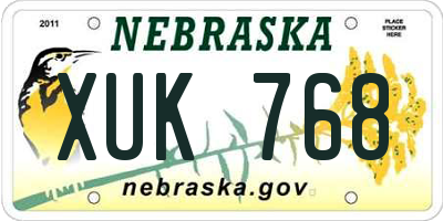NE license plate XUK768