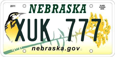 NE license plate XUK777