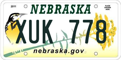 NE license plate XUK778
