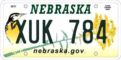 NE license plate XUK784