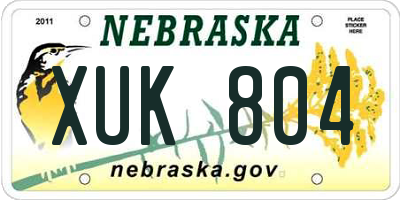 NE license plate XUK804