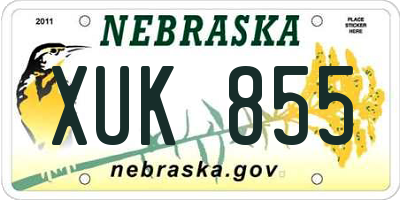 NE license plate XUK855