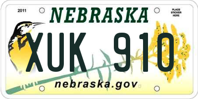 NE license plate XUK910