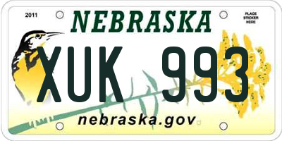 NE license plate XUK993