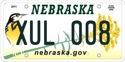NE license plate XUL008