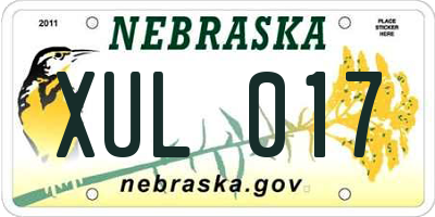 NE license plate XUL017