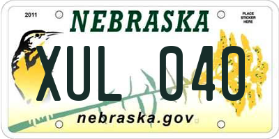NE license plate XUL040