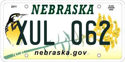 NE license plate XUL062