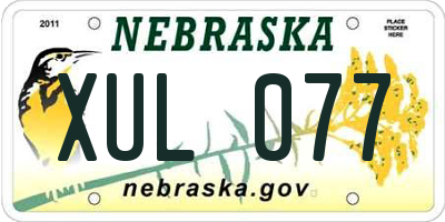 NE license plate XUL077