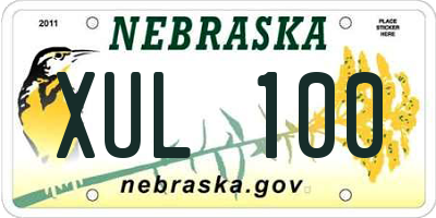 NE license plate XUL100