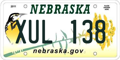 NE license plate XUL138