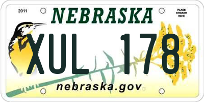 NE license plate XUL178