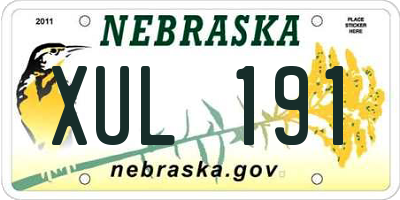 NE license plate XUL191