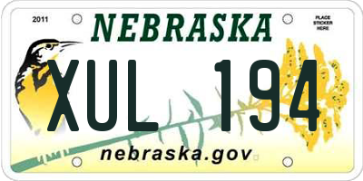 NE license plate XUL194