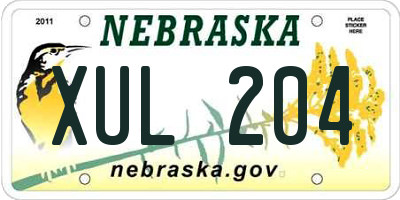 NE license plate XUL204