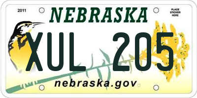 NE license plate XUL205