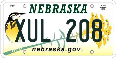 NE license plate XUL208