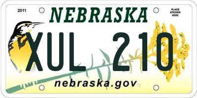 NE license plate XUL210