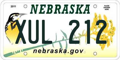 NE license plate XUL212