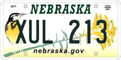 NE license plate XUL213