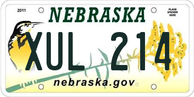 NE license plate XUL214