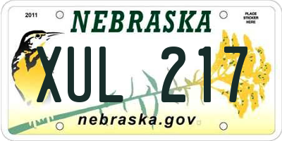 NE license plate XUL217