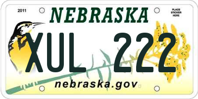NE license plate XUL222