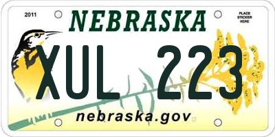 NE license plate XUL223