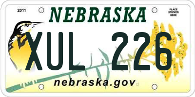 NE license plate XUL226