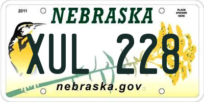 NE license plate XUL228