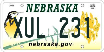NE license plate XUL231